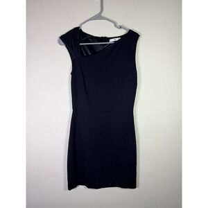 MNG Suit Women Navy Blue Asymmetrical Neck Sleeveless Sheath Dress Size M